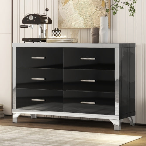 Bellemave® Mirrored Storage Cabinet with 6 Drawers and Metal Handle