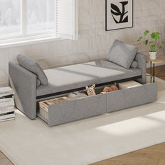 Bellemave® Modern Upholstered Chaise Lounge with Pillows and 2 Drawers, No Mattress Needed