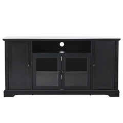 Bellemave® TV Stand for TV up to 65in with 2 Tempered Glass Doors Adjustable Panels Open Style Cabinet