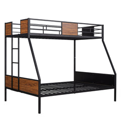 Bellemave® Twin Over Full Modern Metal Bunk Bed with Safety Rail and Built-In Ladder