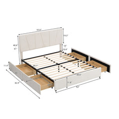 Bellemave® Upholstery Platform Bed with 4 Drawers on 2 Sides, Adjustable Headboard Bellemave®