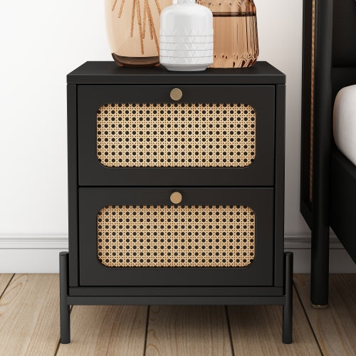 Bellemave® Modern Cannage Rattan 2-Drawer Nightstand