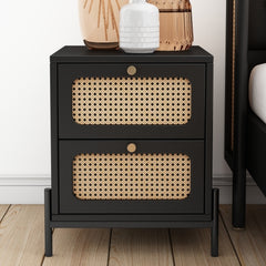 Bellemave® Modern Cannage Rattan 2-Drawer Nightstand