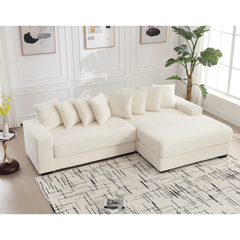 Bellemave® Oversized Two-Piece L Shaped Corduroy Sofa with Armrests and 8 Throw Pillows