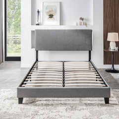 Bellemave® Queen Size Upholstered Platform Bed with Wood Slat Support