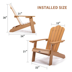 Bellemave® Adirondack Chair with Cup Holder All-Weather and Fade-Resistant Plastic Wood