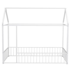 Bellemave® Metal Bed Floor House Bed with Fence