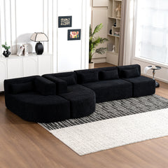 Bellemave® 143.7" Upholstered Sofa Free-combined Sofa Couch with Two Chaise Lounge and Five Back Pillows