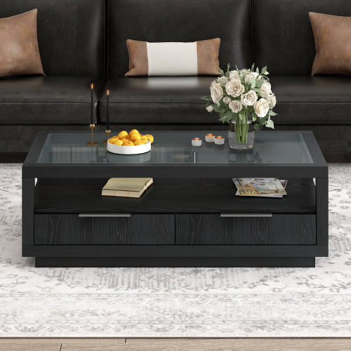 Bellemave® Modern Wood Coffee Table with 2 Drawers