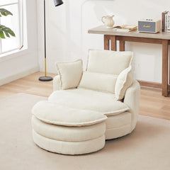 Bellemave® 38" Oversized Swivel Chair with Moon Storage Ottoman and 4 Pillows