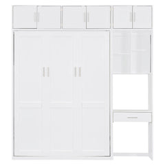 Bellemave® Full Size Wall Murphy Bed with Desk, Top Cabinet and Storage Shelves