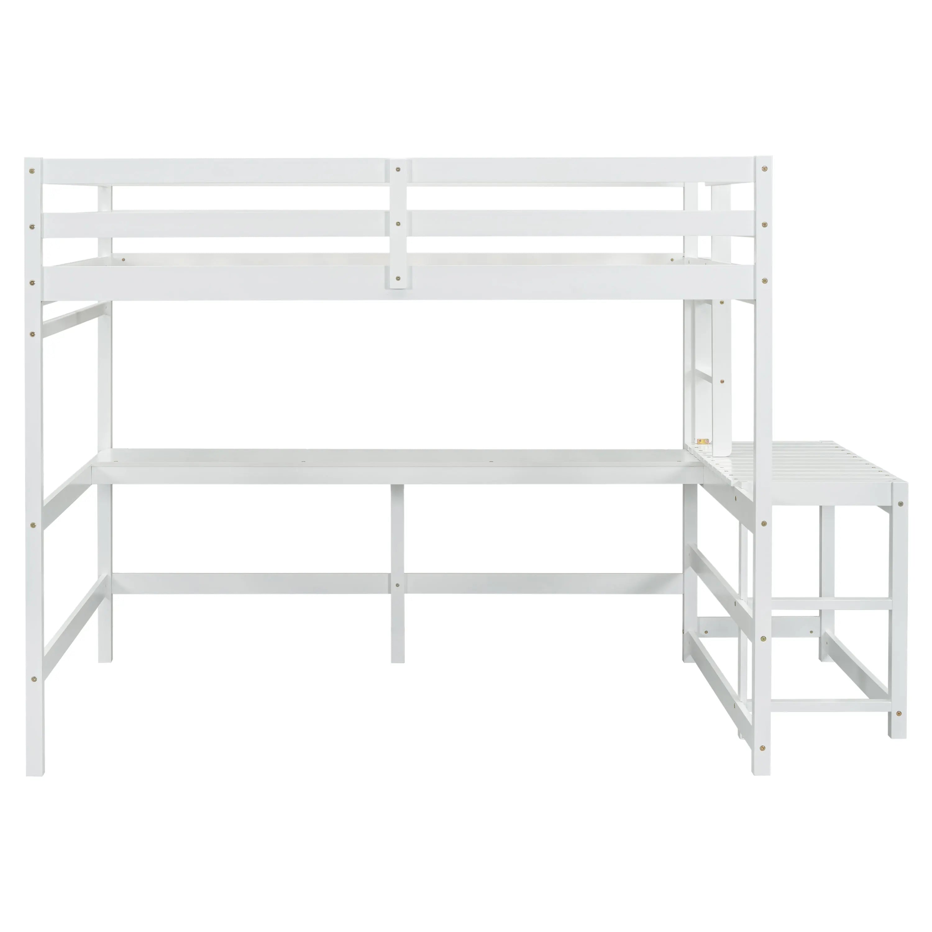 Bellemave® Full Size Loft Bed with Built-in Desk, Ladder Platform, Ladders, Guardrails Bellemave®