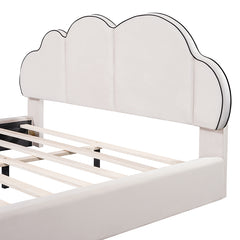 Bellemave® Queen Size Upholstered Platform Bed with Cloud-Shaped Headboard