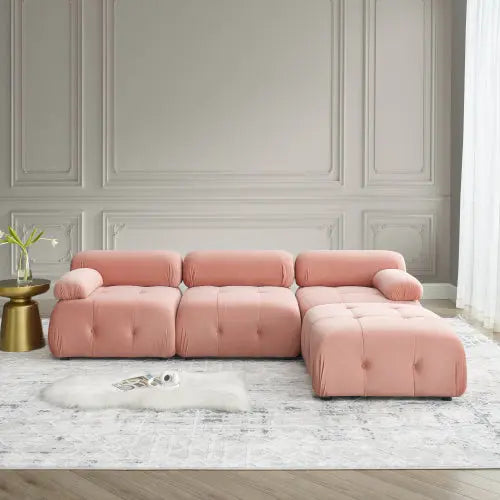 Bellemave 93" L-Shaped Modular Sectional Sofa, Button Tufted Designed and DIY Combination with Reversible Ottoman Bellemave