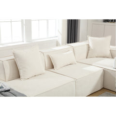 Bellemave® 129.5" L-shaped Modular Combination Sofa Set with 3 Pillows