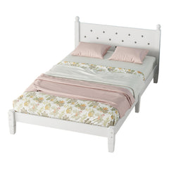 Bellemave® Twin Size Platform Bed with Button-Decoration Headboard