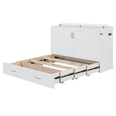 Bellemave® Murphy Bed Wall Bed with Drawer and A Set of Sockets & USB Ports, Pulley Structure Design