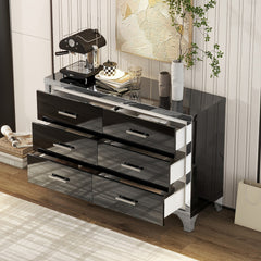 Bellemave® Mirrored Storage Cabinet with 6 Drawers and Metal Handle