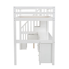 Bellemave® Twin Size Loft Bed with Built-in Desk and Double Storage Drawers