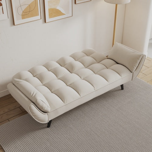 Bellemave® 57" Soft Sofa with Two Armrests and Throw Pillow