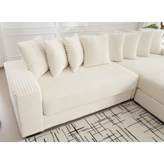 Bellemave® Oversized Two-Piece L Shaped Corduroy Sofa with Armrests and 8 Throw Pillows