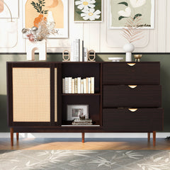 Bellemave® Featured Two-door Storage Cabinet with Three Drawers and Metal Handles