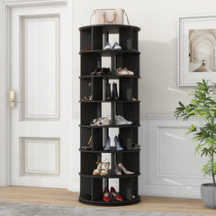 Bellemave® 360° Revolving Shoe Rack Tower, 7-Tier Spinning Shoe Shelf with 5 Grids Per Layer