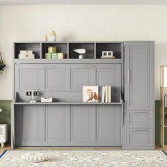 Bellemave® Murphy Bed Wall Bed with Closet and Drawers Bellemave®