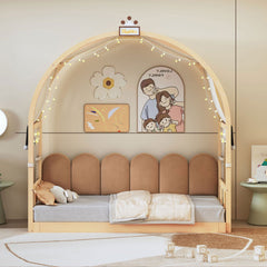 Bellemave® Twin Size Daybed With Arched Roof and Pull-Out Bed