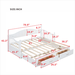 Bellemave® Twin Size Daybed with Twin Size Trundle Bed and Two Storage Drawers