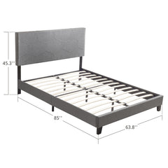 Bellemave® Queen Size Upholstered Platform Bed with Wood Slat Support