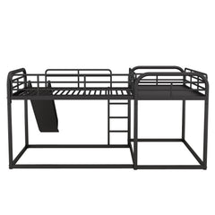 Bellemave® Full and Twin Size L-Shaped Bunk Bed with Slide and Short Ladder