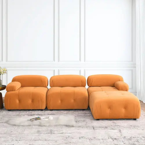 Bellemave 93" L-Shaped Modular Sectional Sofa, Button Tufted Designed and DIY Combination with Reversible Ottoman Bellemave