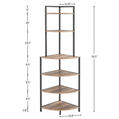 Bellemave® 6-Tier Corner Open Bookcase