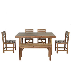 Bellemave® 6-Piece High-quality Acacia Wood Outdoor Table and Chair Set