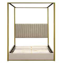 Bellemave® Queen Size Upholstery Canopy Platform Bed with Headboard