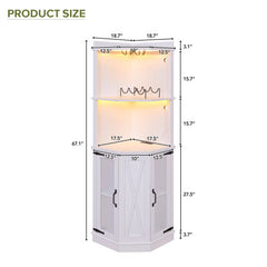 Bellemave® Corner Bar Cabinet with Power Outlet and Adjustable Shelves,Lights & Glass Rack