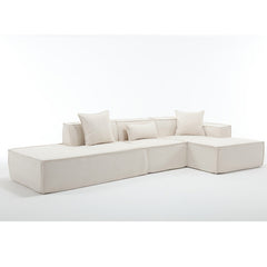 Bellemave® 129.5" L-shaped Modular Combination Sofa Set with 3 Pillows