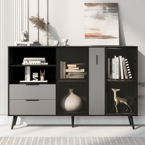 Bellemave® Featured Two-door Storage Cabinet with Two Drawers and Metal Handles