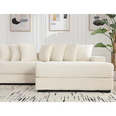 Bellemave® Oversized Two-Piece L Shaped Corduroy Sofa with Armrests and 8 Throw Pillows