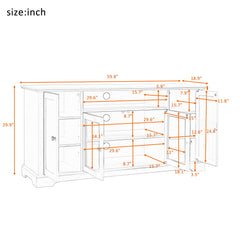 Bellemave® TV Stand for TV up to 65in with 2 Tempered Glass Doors Adjustable Panels Open Style Cabinet