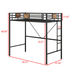 Bellemave® Twin Size Metal Loft Bed with Stairs & Full-Length Guardrail