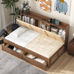 Bellemave® Wood Daybed with Upholstered Storage Shelves, USB Ports and 2 Drawers