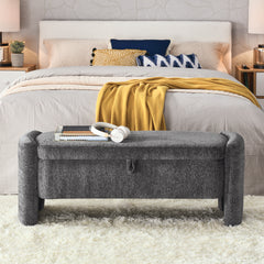 Bellemave® Chenille Fabric Oval Ottoman Storage Bench with Large Storage Space