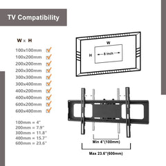 Bellemave® Black Multi-Function Angle And Height Adjustable Tempered Glass TV Stand