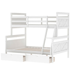 Bellemave® Twin over Full Bunk Bed with Ladder, Safety Guardrail and 2 Storage Drawers