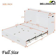 Bellemave® Murphy Bed Wall Bed with Drawer and A Set of Sockets & USB Ports, Pulley Structure Design