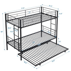 Bellemave® Twin Size Metal Bunk Bed with Trundle Bed