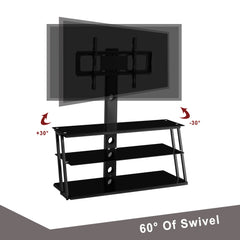 Bellemave® Black Multi-Function Angle And Height Adjustable Tempered Glass TV Stand