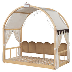 Bellemave® Twin Size Daybed With Arched Roof and Pull-Out Bed